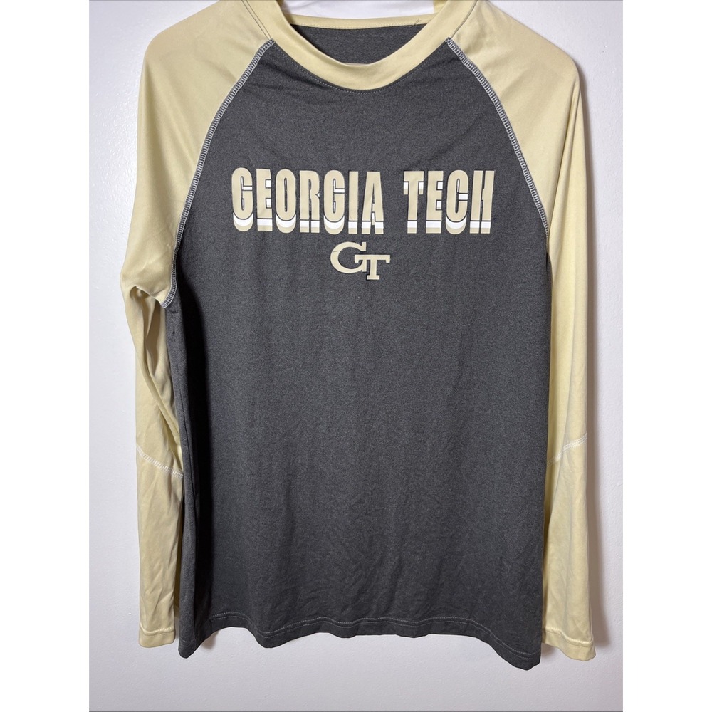 Colosseum‎ Georgia Tech Yellow Jackets Mens Medium Gray Gold Raglan Shirt GT